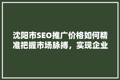 沈阳市SEO推广价格如何精准把握市场脉搏，实现企业线上增长
