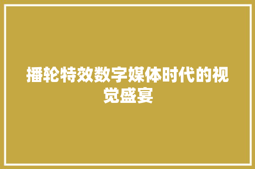 播轮特效数字媒体时代的视觉盛宴