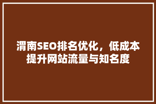 渭南SEO排名优化，低成本提升网站流量与知名度