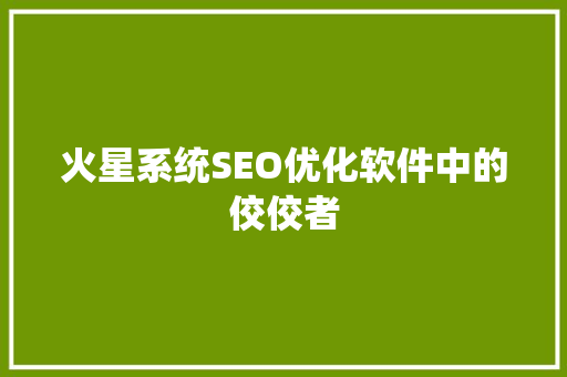火星系统SEO优化软件中的佼佼者