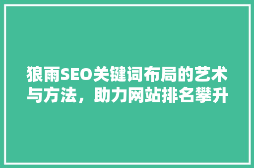 狼雨SEO关键词布局的艺术与方法，助力网站排名攀升