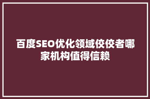 百度SEO优化领域佼佼者哪家机构值得信赖