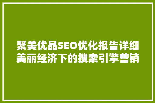 聚美优品SEO优化报告详细美丽经济下的搜索引擎营销步骤