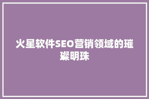 火星软件SEO营销领域的璀璨明珠