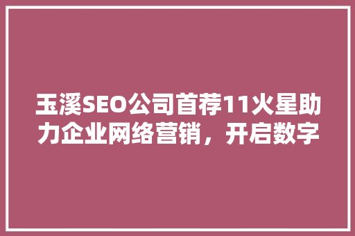 玉溪SEO公司首荐11火星助力企业网络营销，开启数字时代新篇章