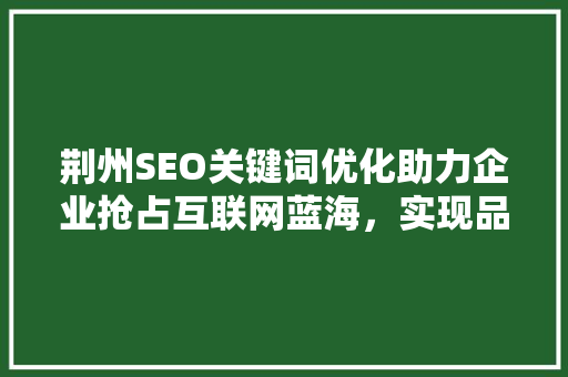 荆州SEO关键词优化助力企业抢占互联网蓝海，实现品牌价值最大化
