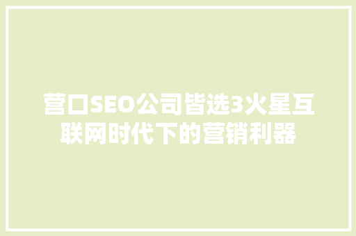 营口SEO公司皆选3火星互联网时代下的营销利器