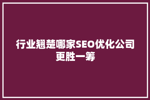 行业翘楚哪家SEO优化公司更胜一筹