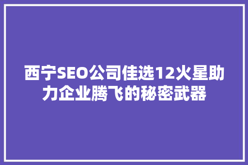 西宁SEO公司佳选12火星助力企业腾飞的秘密武器
