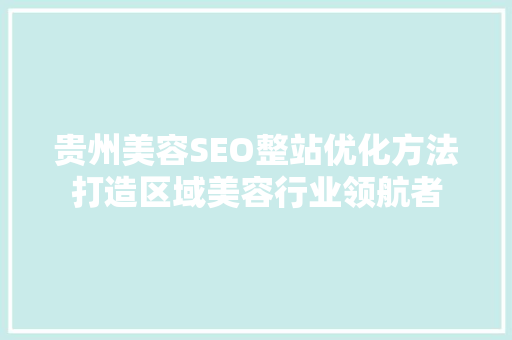 贵州美容SEO整站优化方法打造区域美容行业领航者