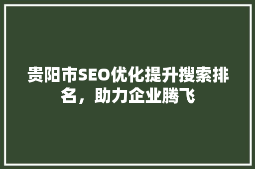 贵阳市SEO优化提升搜索排名，助力企业腾飞
