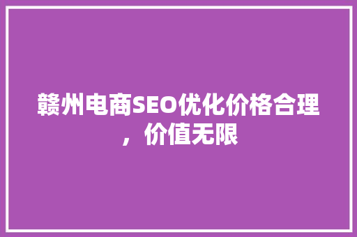 赣州电商SEO优化价格合理，价值无限