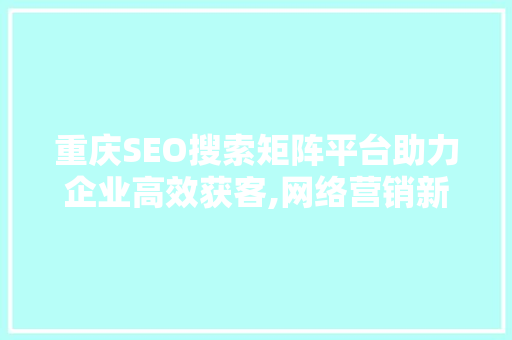 重庆SEO搜索矩阵平台助力企业高效获客,网络营销新趋势