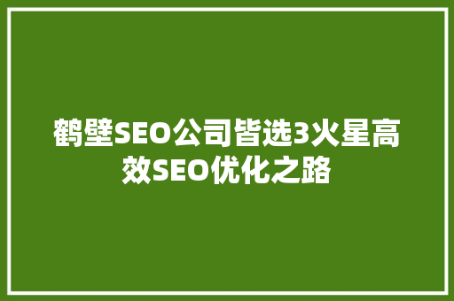 鹤壁SEO公司皆选3火星高效SEO优化之路
