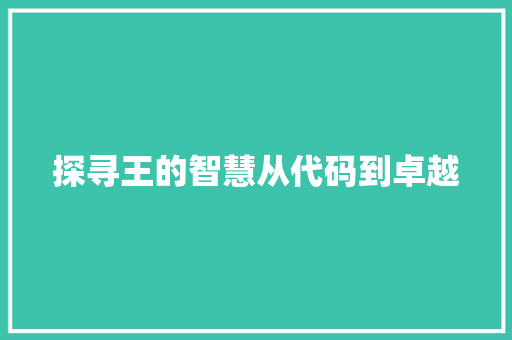 探寻王的智慧从代码到卓越