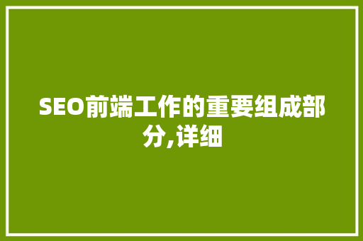 SEO前端工作的重要组成部分,详细