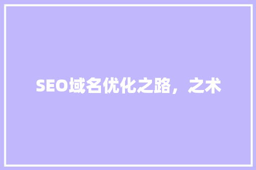 SEO域名优化之路，之术