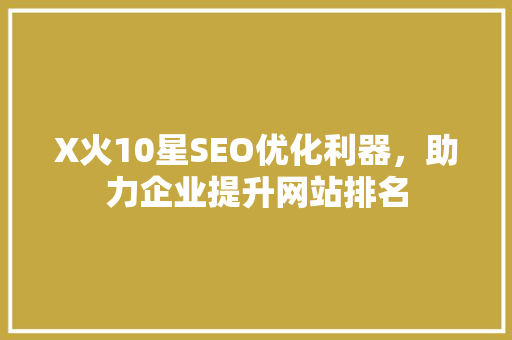 X火10星SEO优化利器，助力企业提升网站排名