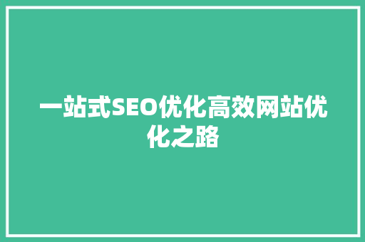 一站式SEO优化高效网站优化之路  第1张