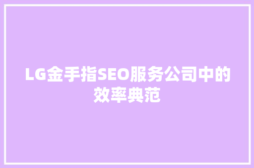 LG金手指SEO服务公司中的效率典范