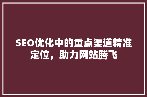SEO优化中的重点渠道精准定位，助力网站腾飞