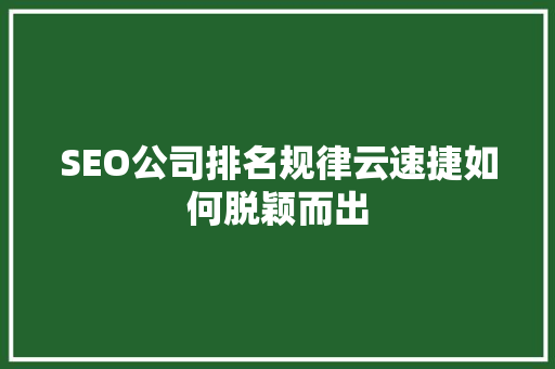 SEO公司排名规律云速捷如何脱颖而出