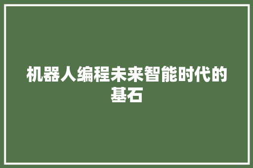 机器人编程未来智能时代的基石