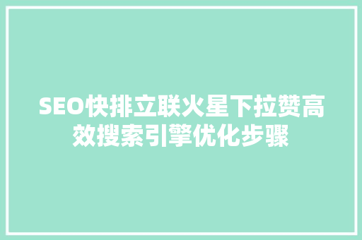 SEO快排立联火星下拉赞高效搜索引擎优化步骤