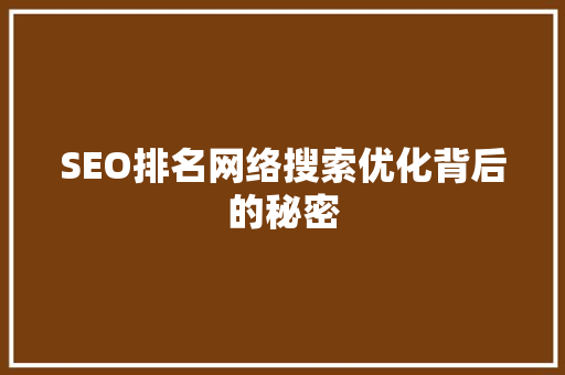 SEO排名网络搜索优化背后的秘密