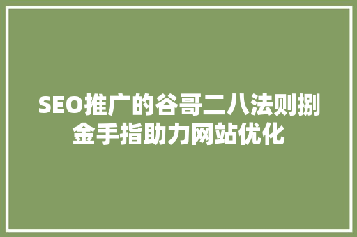 SEO推广的谷哥二八法则捌金手指助力网站优化