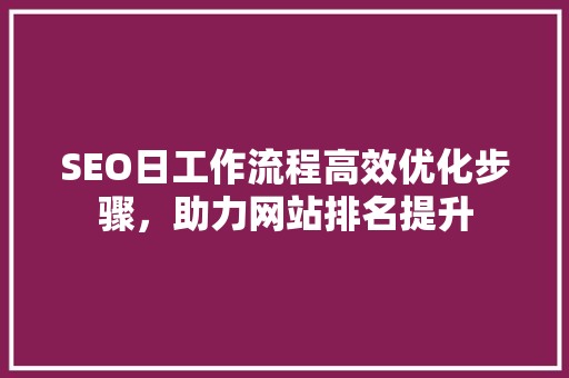 SEO日工作流程高效优化步骤，助力网站排名提升