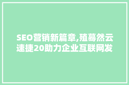 SEO营销新篇章,殖蓦然云速捷20助力企业互联网发展