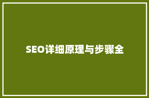 SEO详细原理与步骤全