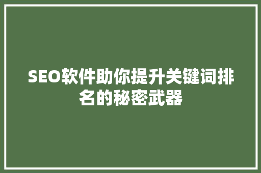 SEO软件助你提升关键词排名的秘密武器