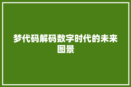 梦代码解码数字时代的未来图景
