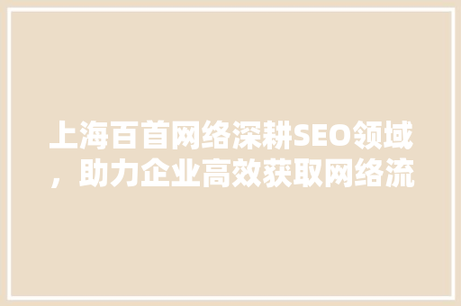 上海百首网络深耕SEO领域，助力企业高效获取网络流量