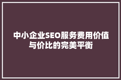 中小企业SEO服务费用价值与价比的完美平衡