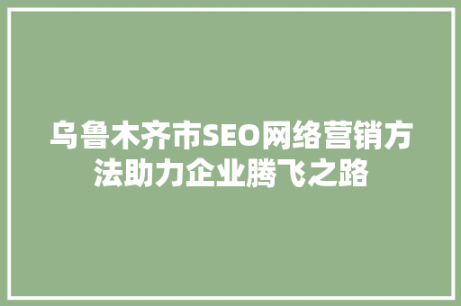 乌鲁木齐市SEO网络营销方法助力企业腾飞之路