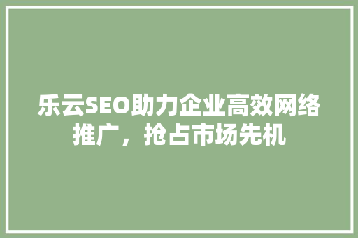 乐云SEO助力企业高效网络推广，抢占市场先机