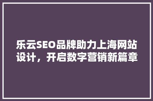 乐云SEO品牌助力上海网站设计，开启数字营销新篇章
