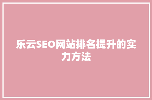 乐云SEO网站排名提升的实力方法