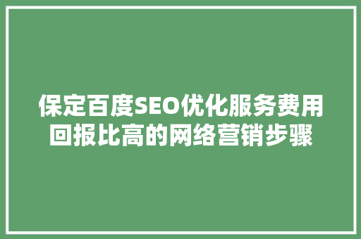 保定百度SEO优化服务费用回报比高的网络营销步骤