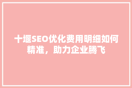 十堰SEO优化费用明细如何精准，助力企业腾飞
