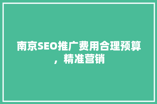 南京SEO推广费用合理预算，精准营销