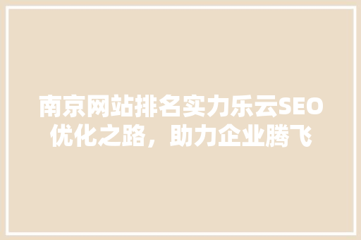 南京网站排名实力乐云SEO优化之路，助力企业腾飞