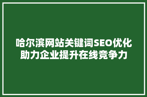 哈尔滨网站关键词SEO优化助力企业提升在线竞争力