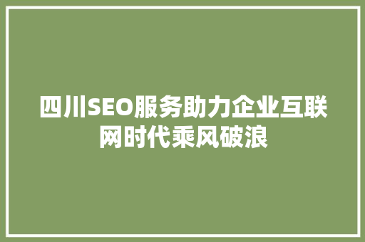 四川SEO服务助力企业互联网时代乘风破浪  第1张