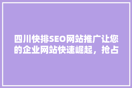 四川快排SEO网站推广让您的企业网站快速崛起，抢占市场先机