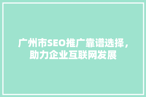 广州市SEO推广靠谱选择，助力企业互联网发展