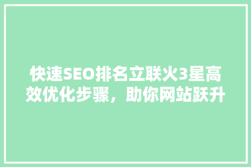 快速SEO排名立联火3星高效优化步骤，助你网站跃升搜索引擎前列